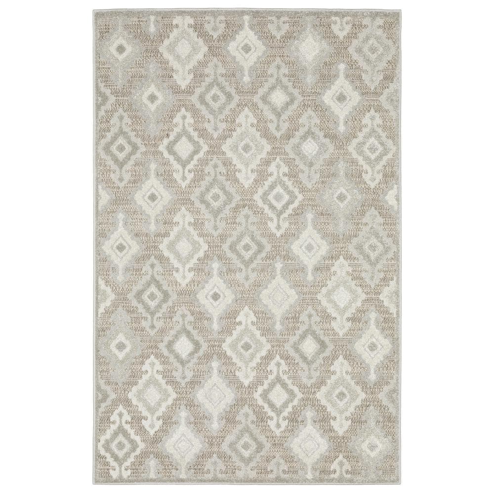 AVERLEY HOME Tudor Beige 7 ft. x 10 ft. Oriental Ikat Lattice ...