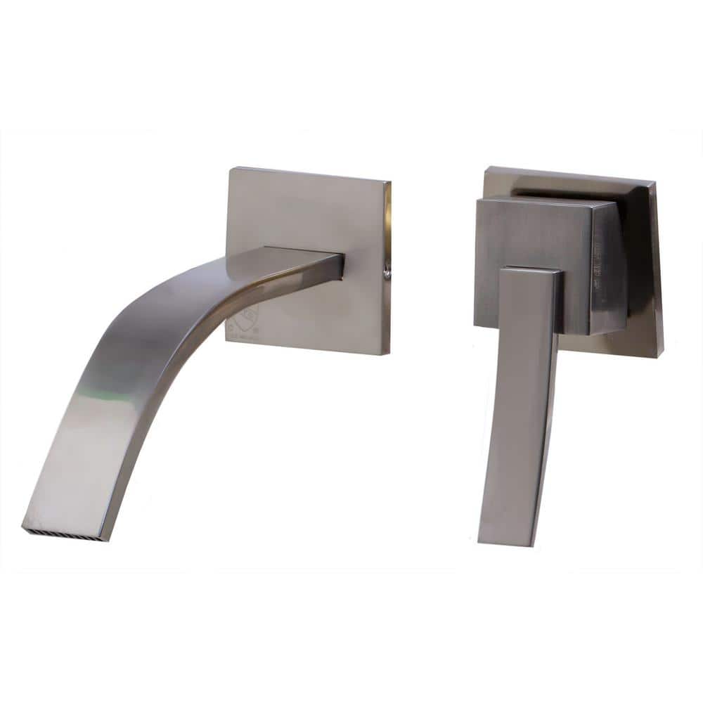 Brushed Nickel Modern Wall-Mounted Single Lever Bathroom Faucet