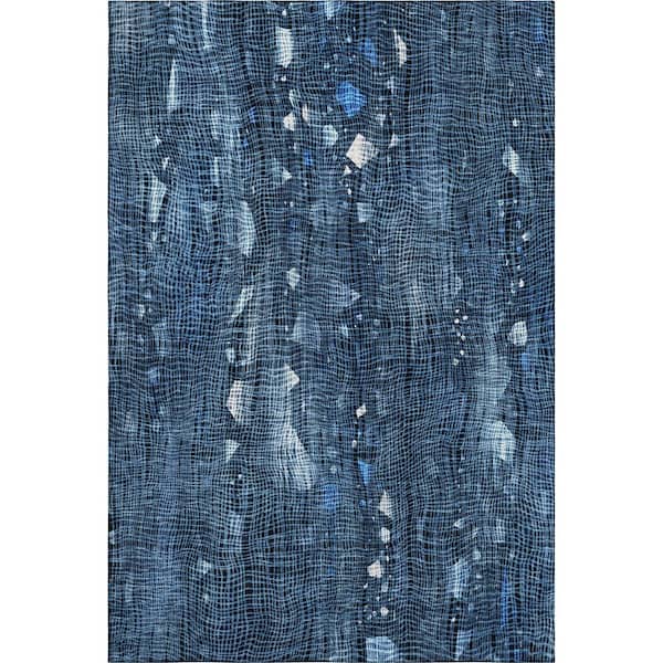 Mayfield Premium Machine Washable Abstract AMF2092 Blue 3 ft. x 4 ft. Area Rug