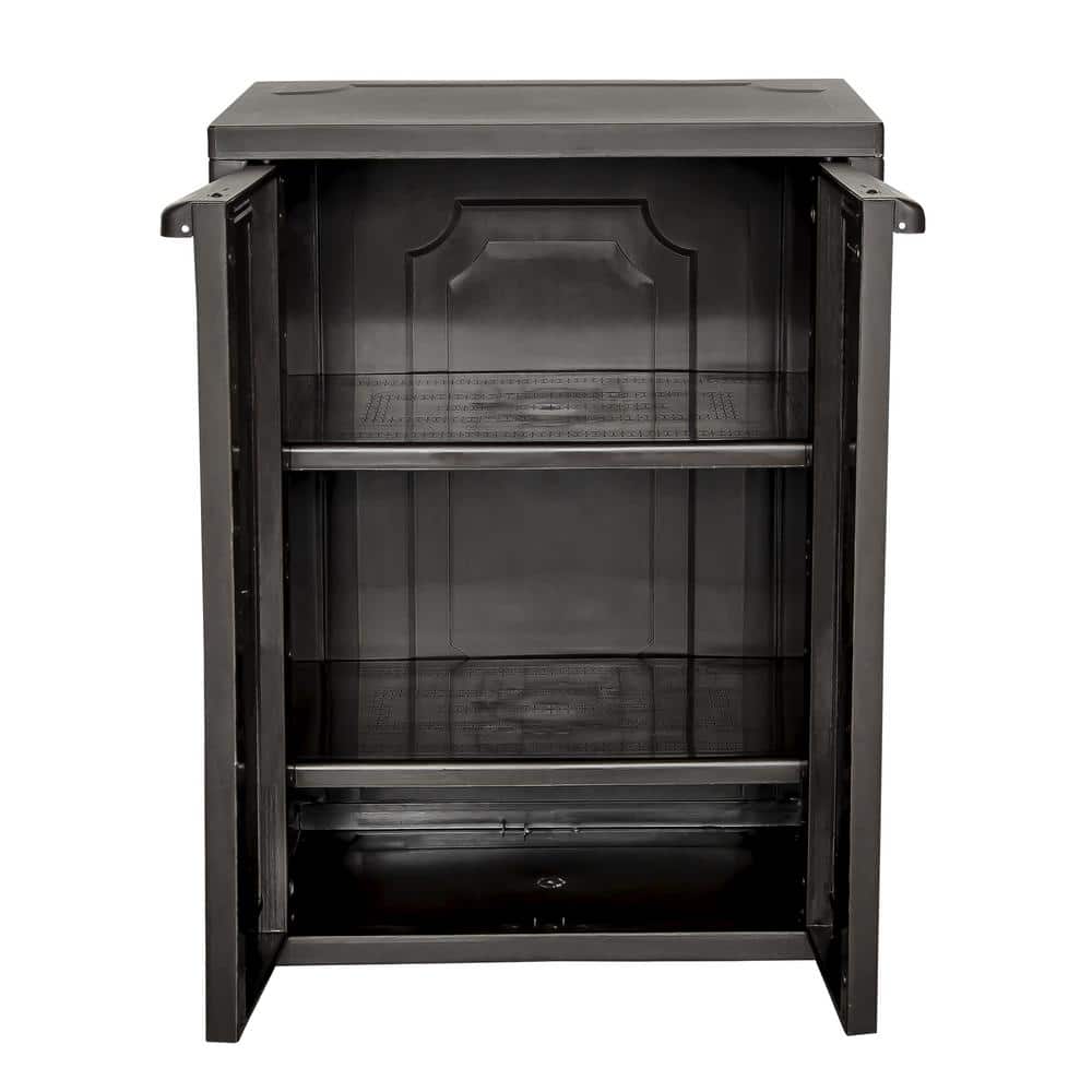 27.96 in. W x 37.40 in. H x 17.72 in. D Resin 3-Shelf Freestanding Cabinet in Espresso