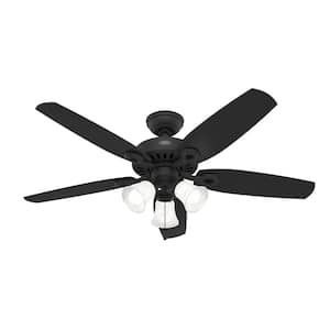 Builder Plus 52 in. Indoor Matte Black Ceiling Fan with Light Kit Included