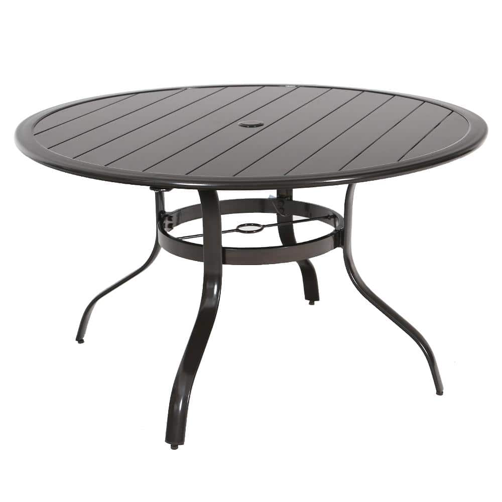 Round Outdoor Slat Top Dining Table, 48 Round Table Top Outdoor