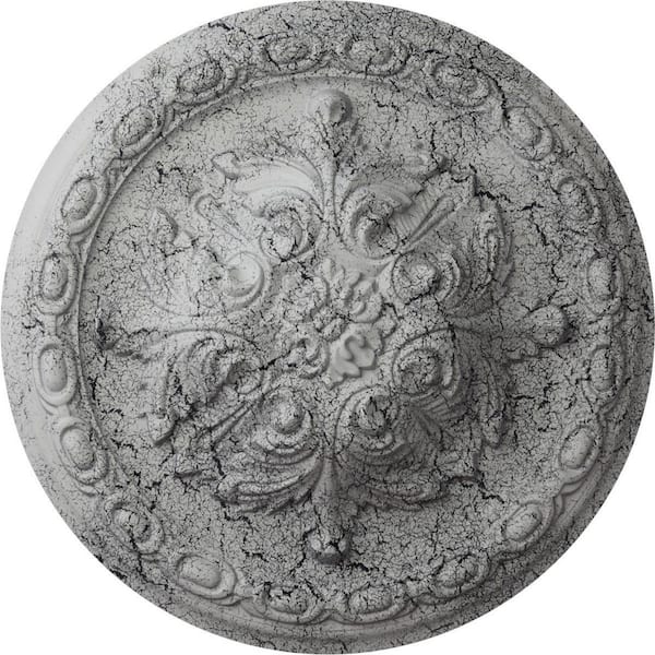Ekena Millwork 11-3/8 in. x 2 in. Acanthus Urethane Ceiling Medallion, Ultra Pure White Crackle