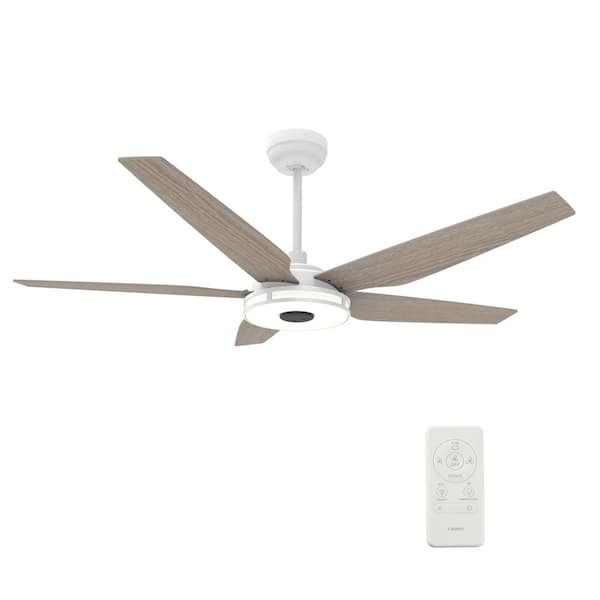 CARRO Explorer 56 in. Indoor/Outdoor White Smart Ceiling Fan, Dimmable LED Light and Remote, Works with Alexa/Google Home/Siri