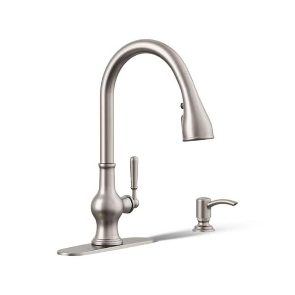 Capilano Single-Handle Pull-Down Sprayer Kitchen Faucet with Boost Technology in Vibrant Stainless