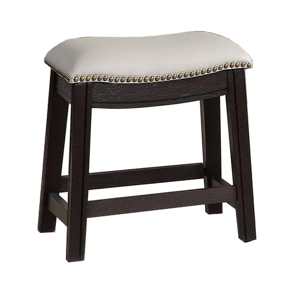 Benjara 18 In. H Gray Curved Leatherette Stool With Nailhead Trim (Set ...