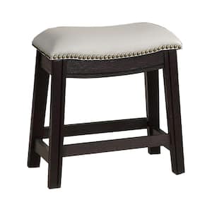 18 in. H Gray Curved Leatherette Stool with Nailhead Trim (Set of 2)