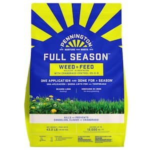 43.2 lbs. 12,000 sq. ft. Full Season Weed and Feed Lawn Fertilizer Granules Plus Crabgrass Control 25-0-8