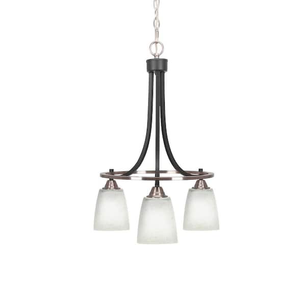 Unbranded Madison 3-Light Matte Black and Brushed Nickel Round Chandelier with 4.5 in. White Muslin Glass Shades No bulbs included