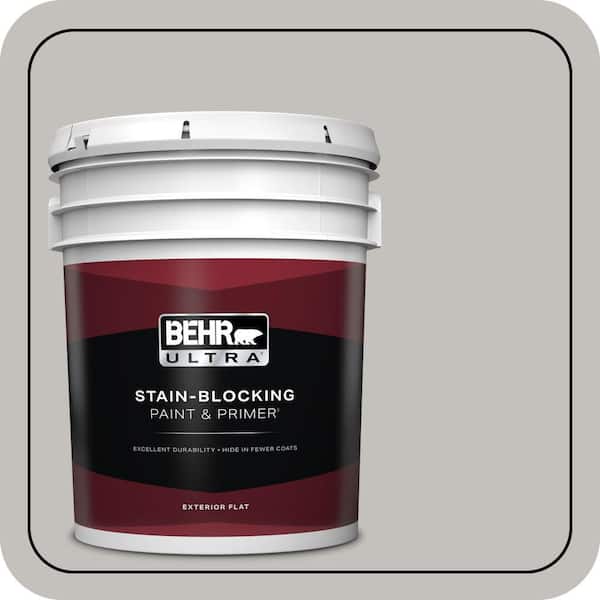 BEHR ULTRA 5 gal. #PPU18-10 Natural Gray Flat Exterior Paint & Primer
