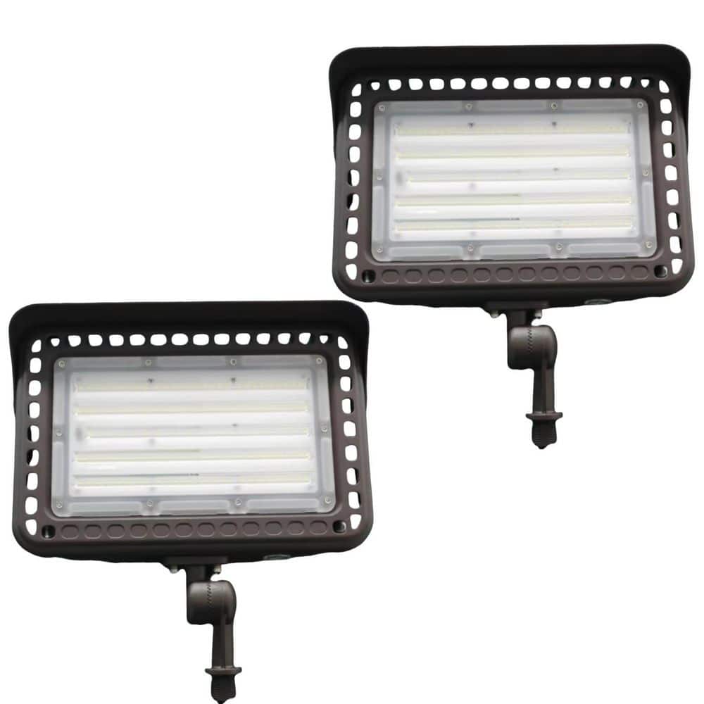 600-Watt equivalent 5000K Daylight 18000 Lumens 120° Bronze Outdoor Integrated LED Flood Light with Dusk to Dawn 2-Pack price history on PriceWatchPro