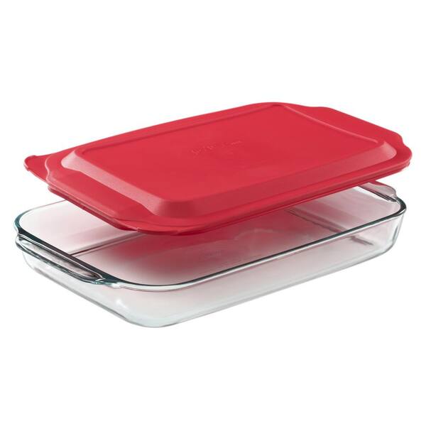 Pyrex Basics 4.5 Qt. Glass Baker with Red Lid