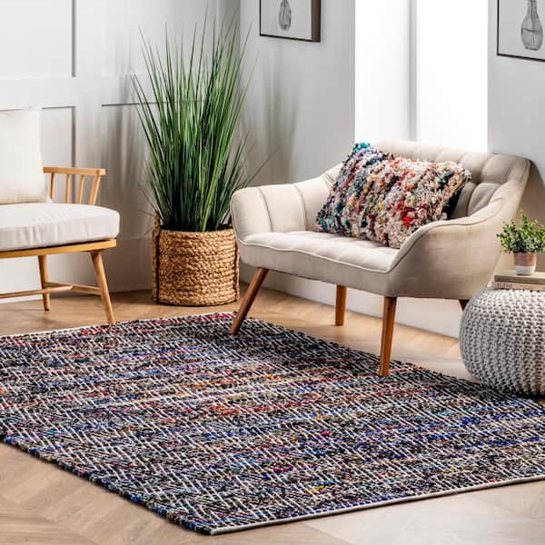 Rochell Hand Woven Chevron Area Rug Indigo 5 ft. x 8 ft. Area Rug