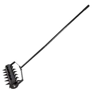 17 in. W Black Iron Heavy Duty Aerator Lawn Soil Penetrator Spikes for Garden Grass Patio Yard