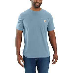 Men's Large Alpine Blue Cotton/Polyester Force Relaxed Fit Midweight Short-Sleeve Pocket T-Shirt