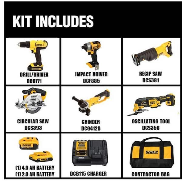 20V MAX Cordless 6 Tool Combo Kit, 20V MAX Cordless Jig Saw, and (1) 20V 4.0Ah and (1) 20V 2.0Ah Batteries