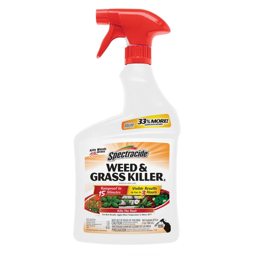 32 fl oz ready-to-use weed & grass killer - spectracide: eliminates dandelions, patio & lawn herbicide, 1500 sq ft coverage (2 bottles)