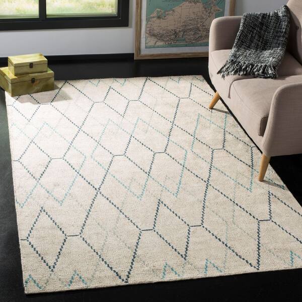 Stone Wash 4 ft. x 6 ft. Ivory/Blue Diamond Area Rug