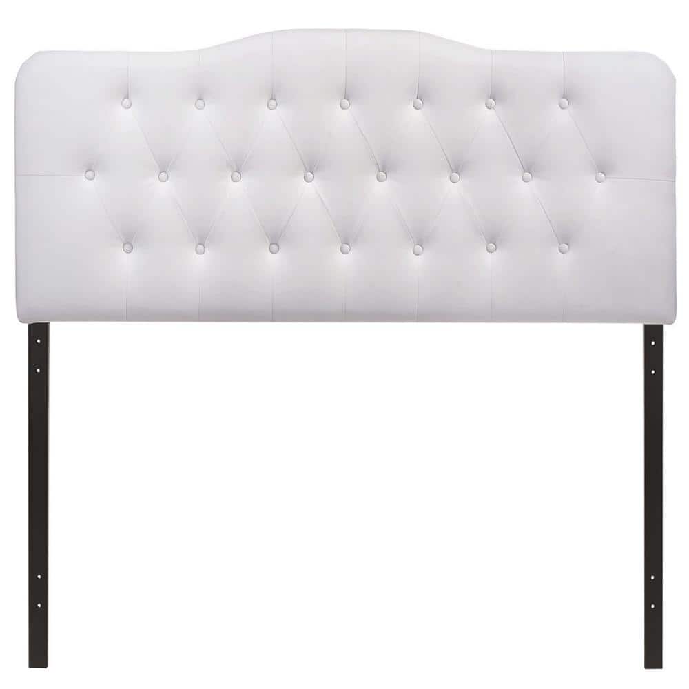 Annabel White Faux Leather Queen Tufted Headboard