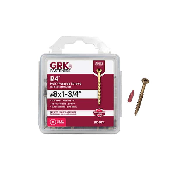 GRK Fasteners #8 x 1-3/4 in. Star Drive Bugle Head R4 Multi-Purpose Wood Screws (100-Pack)