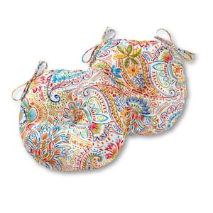 Jamboree Paisley 15 in. Round Outdoor Seat Cushion (2-Pack)
