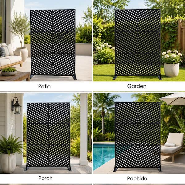 KOZYARD Powder Coated Galvanized Steel Privacy Screen 74 in. H x