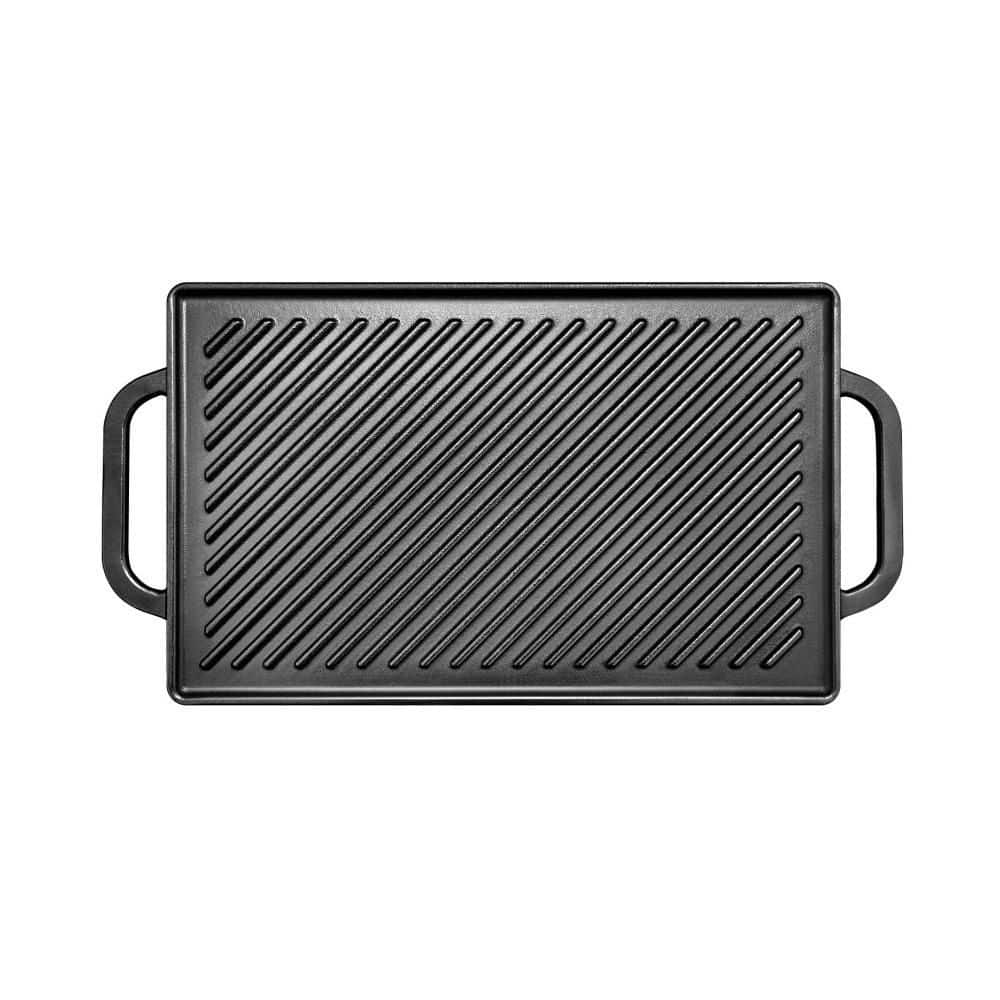 Cast Iron Reversible Grill Griddle, Rectangular Double Sided Ribbed and Flat Plate, Heavy Duty Pan for Gas Grills price history on PriceWatchPro