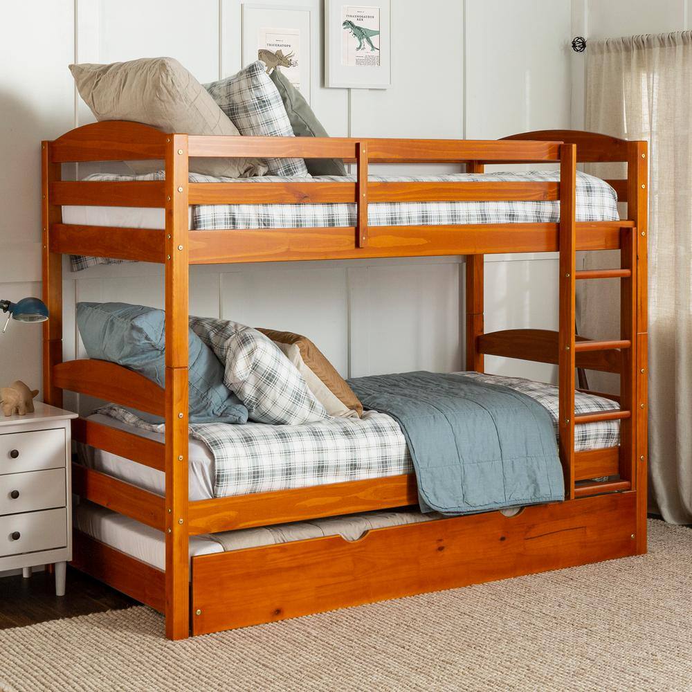 Wooden bunk bed with storage