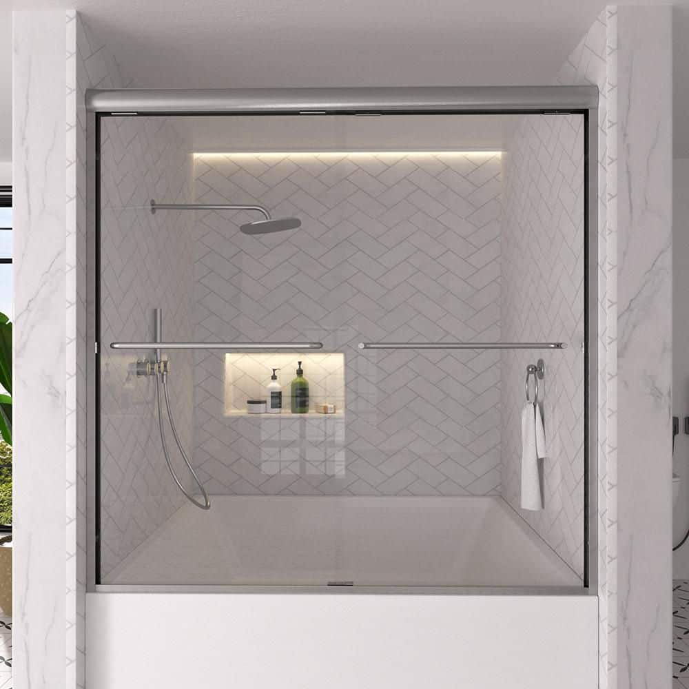 Sylanor Shine 60 in. W x 56 in. H Semi-Frameless Sliding Tub