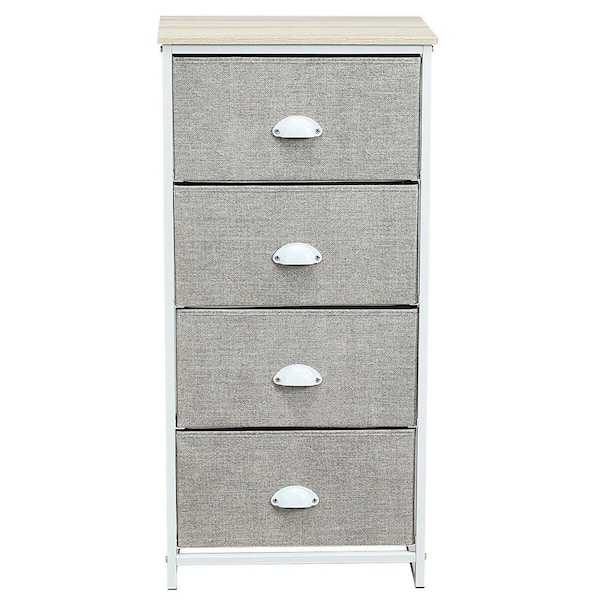 ANGELES HOME Gray Chest Storage Tower Side Table Display Storage with 4-Drawers
