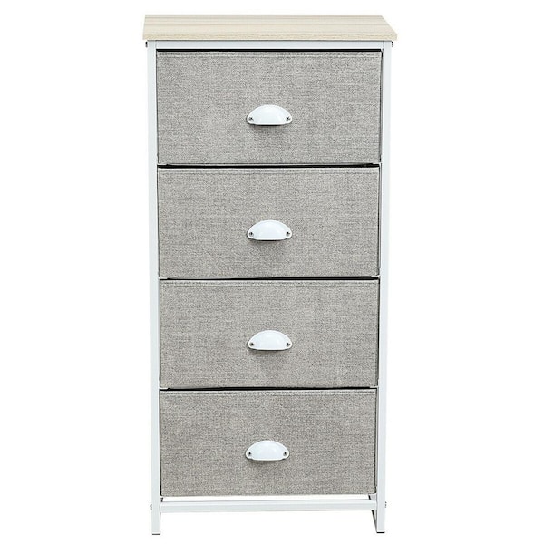 Gray Chest Storage Tower Side Table Display Storage with 4-Drawers