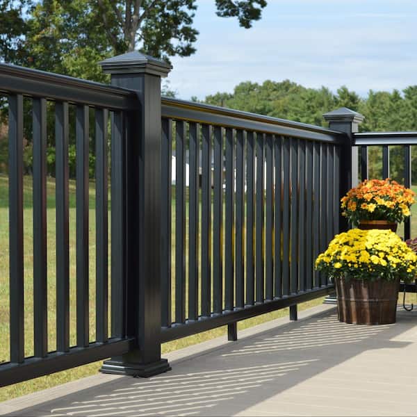 Fiberon CountrySide 5 in. x 5 in. x 39 in. Serene Black Capped Composite Beveled Post Sleeve Kit with Cap and Skirt