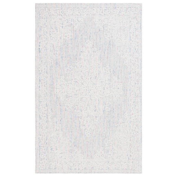 SAFAVIEH Ebony Light Gray/Ivory 4 ft. x 6 ft. Bordered Area Rug