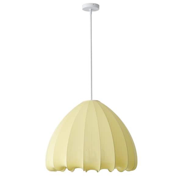 Modern 23.62 in. 4-Light Yellow Lantern Chandeliers Yellow Flower Hanging Lamp with Stretch Linen Shade