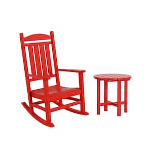 Kenly Red 2-Piece Plastic Outdoor Rocking Chair Set