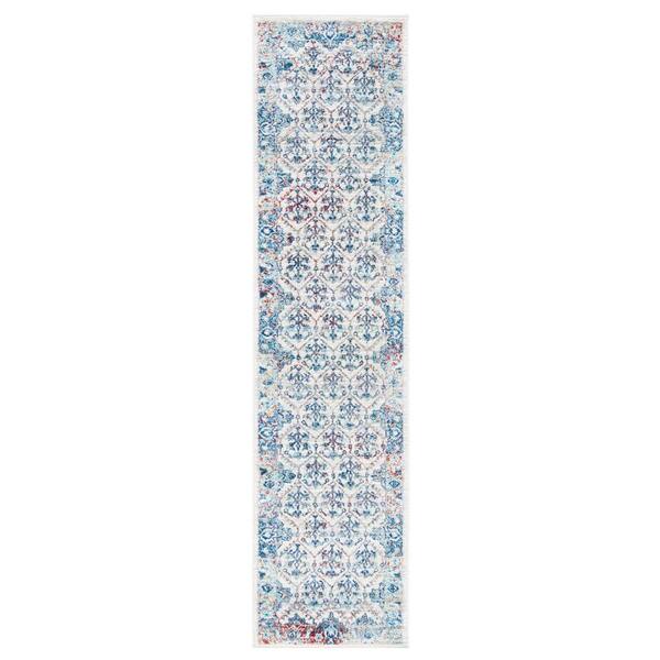 Brentwood 2 ft. x 14 ft. Ivory/Blue Persian Runner Rug