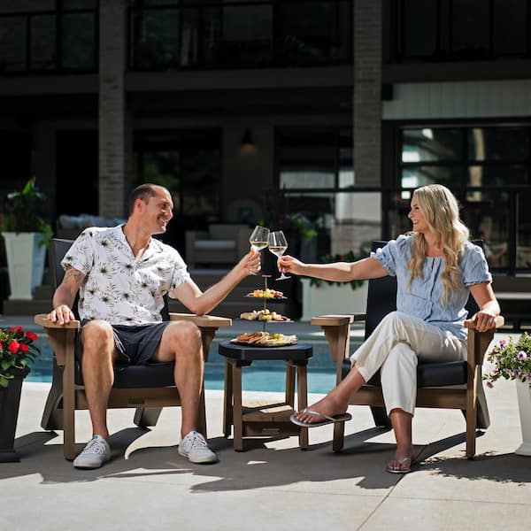 Mesa 3-Piece Resin and Wood Patio Conversation Deep Seating Set - Black