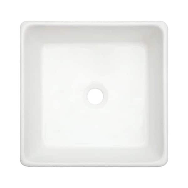 EPOWP Vessel White Ceramic Rectangular Vessel Sink with Art Basin