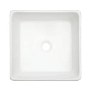 15 in. Bathroom Porcelain Ceramic Art Basin Square Vessel Sink in White
