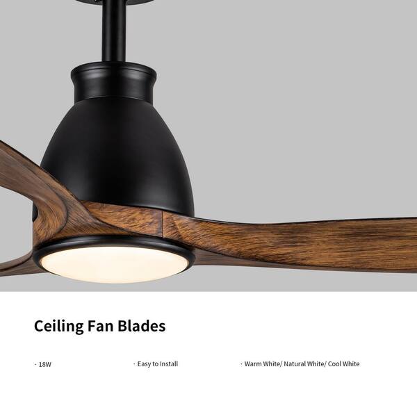 るんるん⚠️箱なし Lukyamzn 52 in. Indoor Black Ceiling Fan with LED Light with