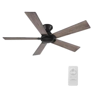 Vetric 52 in. Indoor 10-Speed DC Motor Flush Mount Ceiling Fan with Remote Control in Black