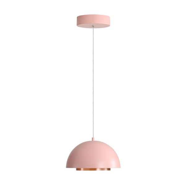 Solsken 20-Watt 1-Light Dome Dusty Rose Integrated LED Pendant Light with Aged Copper Shade