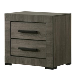 Burgaw 2-Drawer Gray Nightstand 20.25 in. H x 21.5 in. W x 17.75 in. D