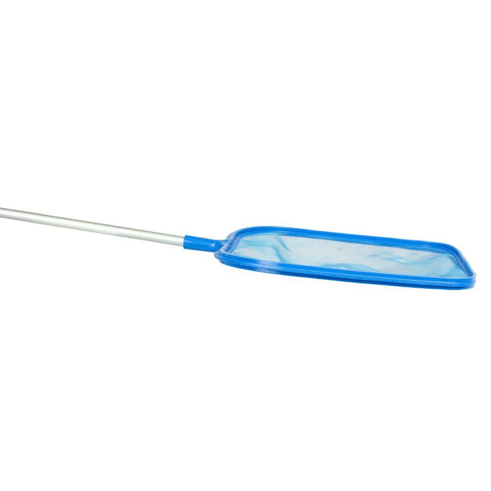 Blue Polypropylene Pool Leaf Skimmer with 4-Foot Aluminum Pole