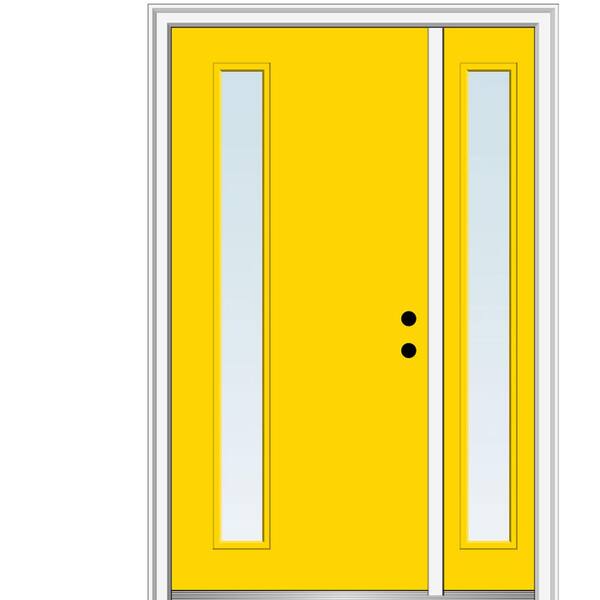 MMI Door 51 in. x 81.75 in. Viola Clear Low-E Left-Hand Inswing 1-Lite Midcentury Painted Steel Prehung Front Door with Sidelite