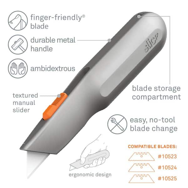 Slice Box Cutter, 3 Position Manual Button With Ceramic Blade