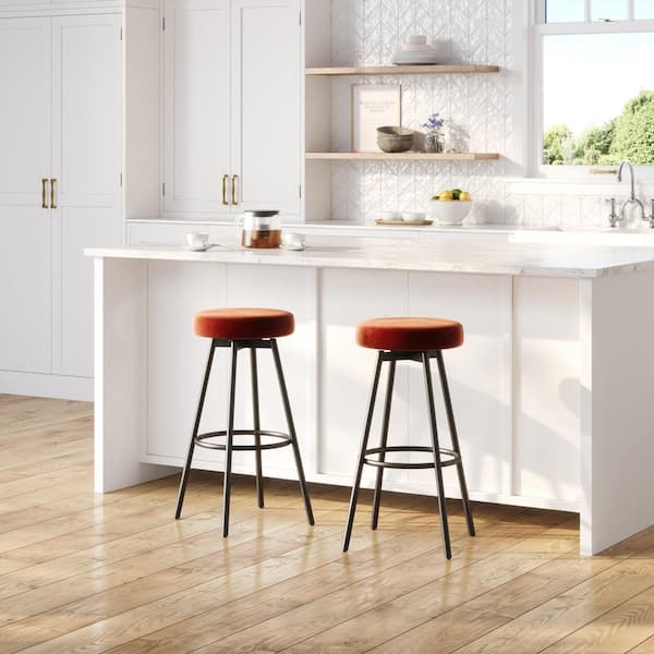 GOJANE 30.31 in. Black Backless Metal Counter Height Bar Stools