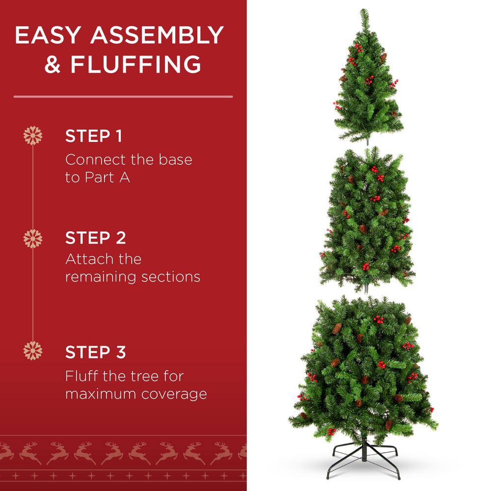 12ft Pre-Lit Green Spruce Pencil Christmas Tree with Lights