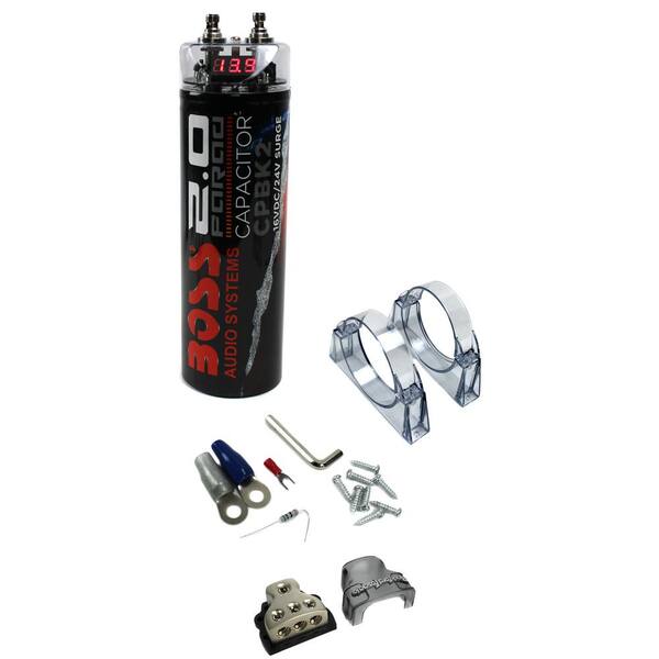 Boss Audio Systems Boss 2 Farad Car Digital Voltage Capacitor Audio LED Plus Distribution Block