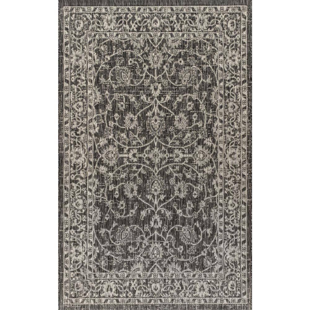 Elegant Twining Vine Black and Gray 4' x 6' Synthetic Area Rug